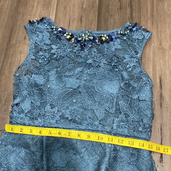 Adrianna Papell lace blue‎ embelished top dress blue - Picture 12 of 13